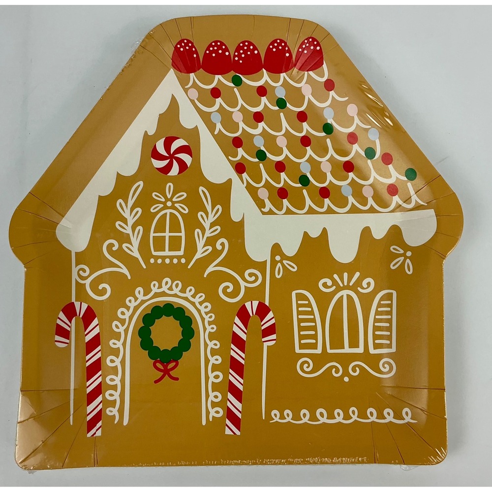 Spritz Gingerbread‎ House Christmas Dinner Plates 10 Count Holiday Party